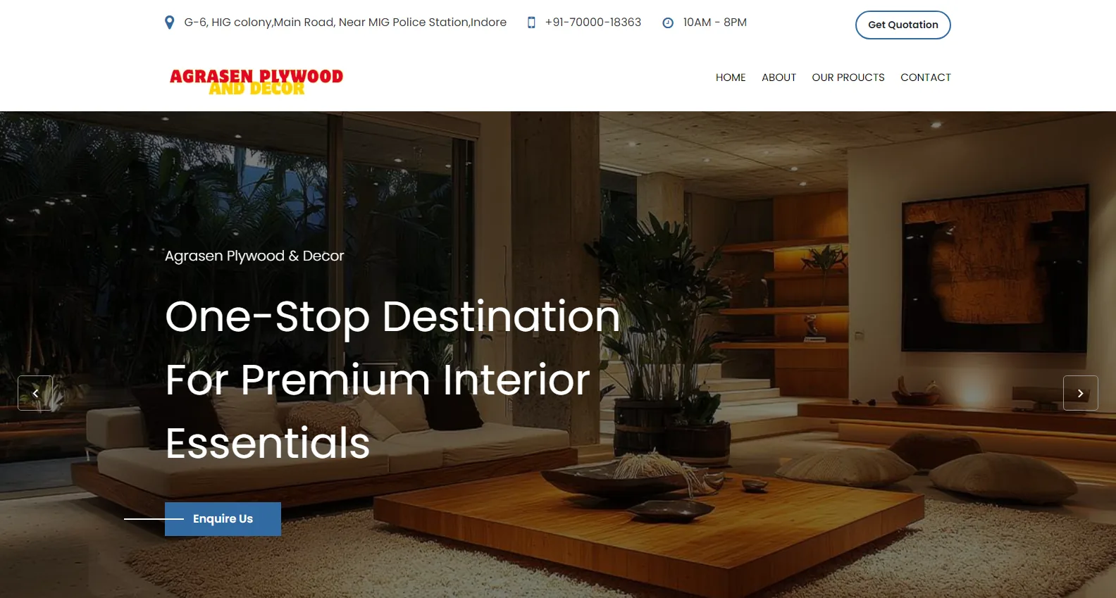 Agrasen Plywood Manufacturing Website project by The Webfix