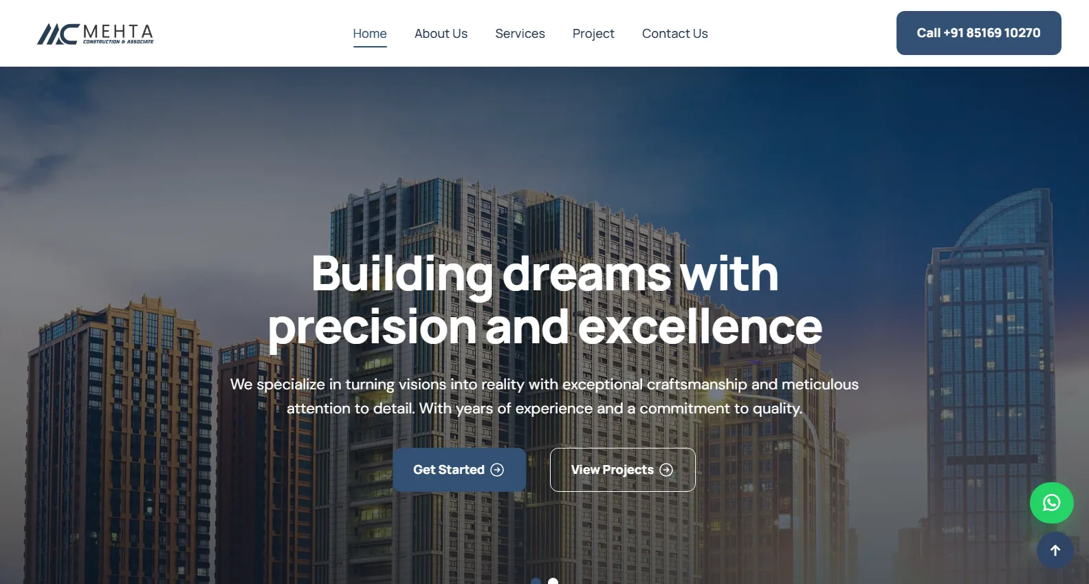 Mehta Construction Construction Website project by The Webfix