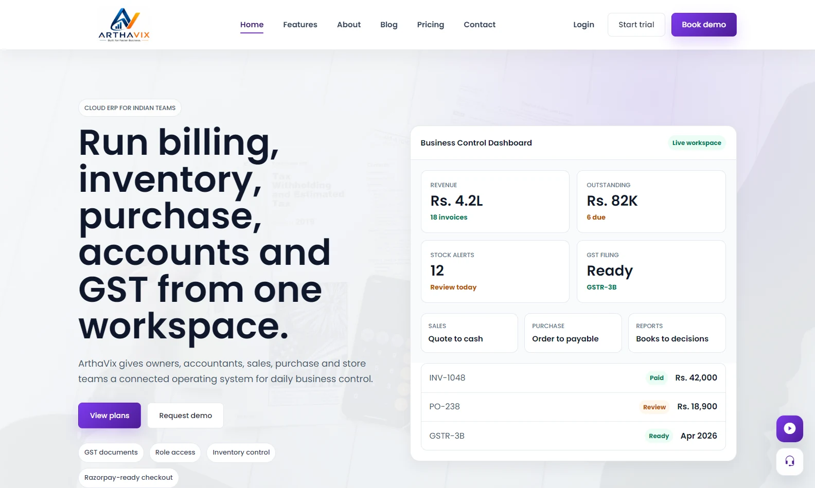 ArthaVix finance and operations software by The Webfix