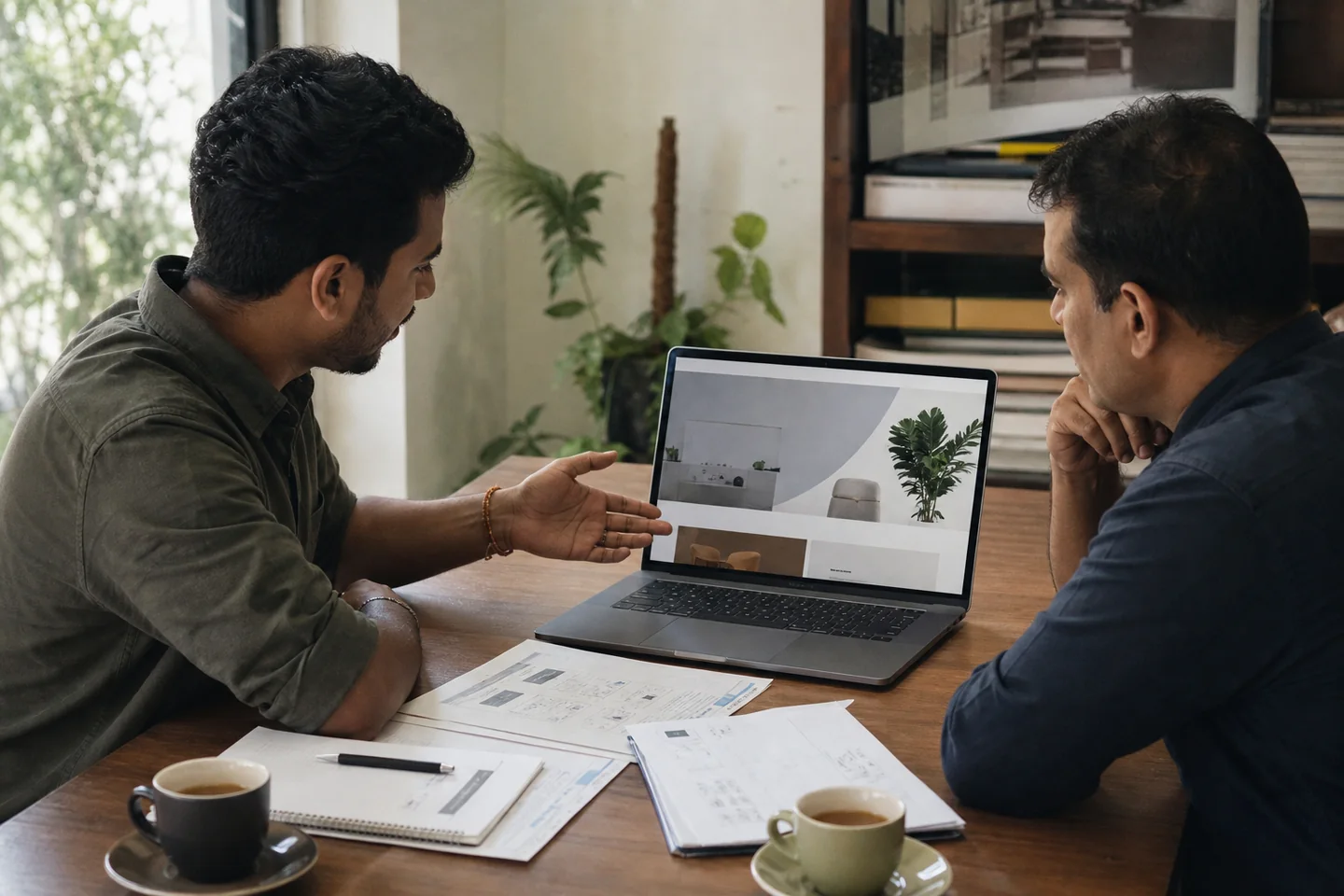 The Webfix reviewing a completed digital project with a client in Indore